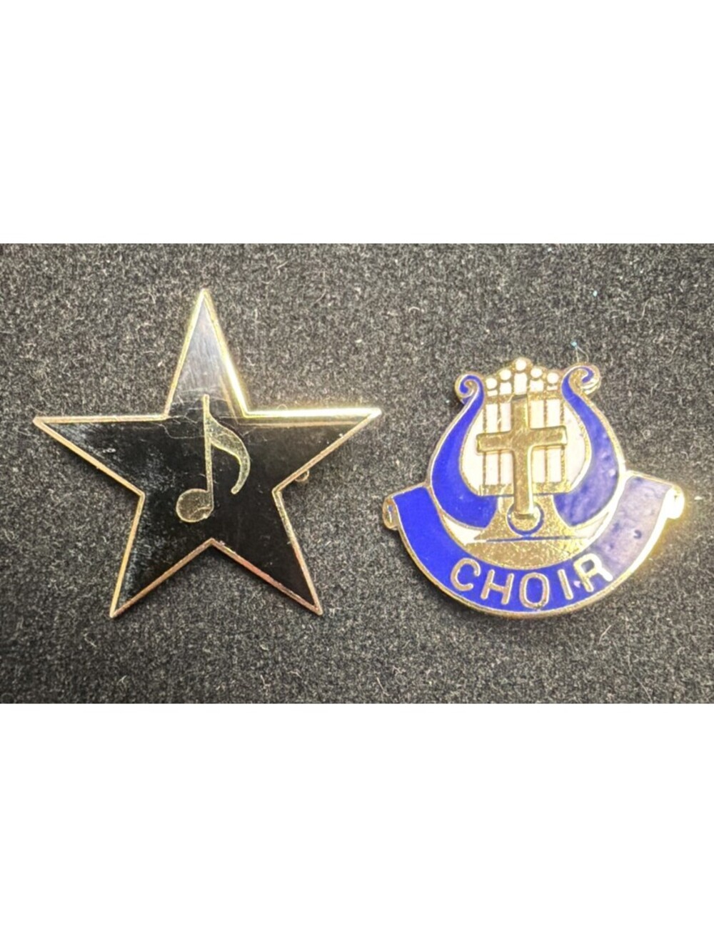 Lot Of 2 Vintage Enameled Church Choir Music Note Lapel Pins